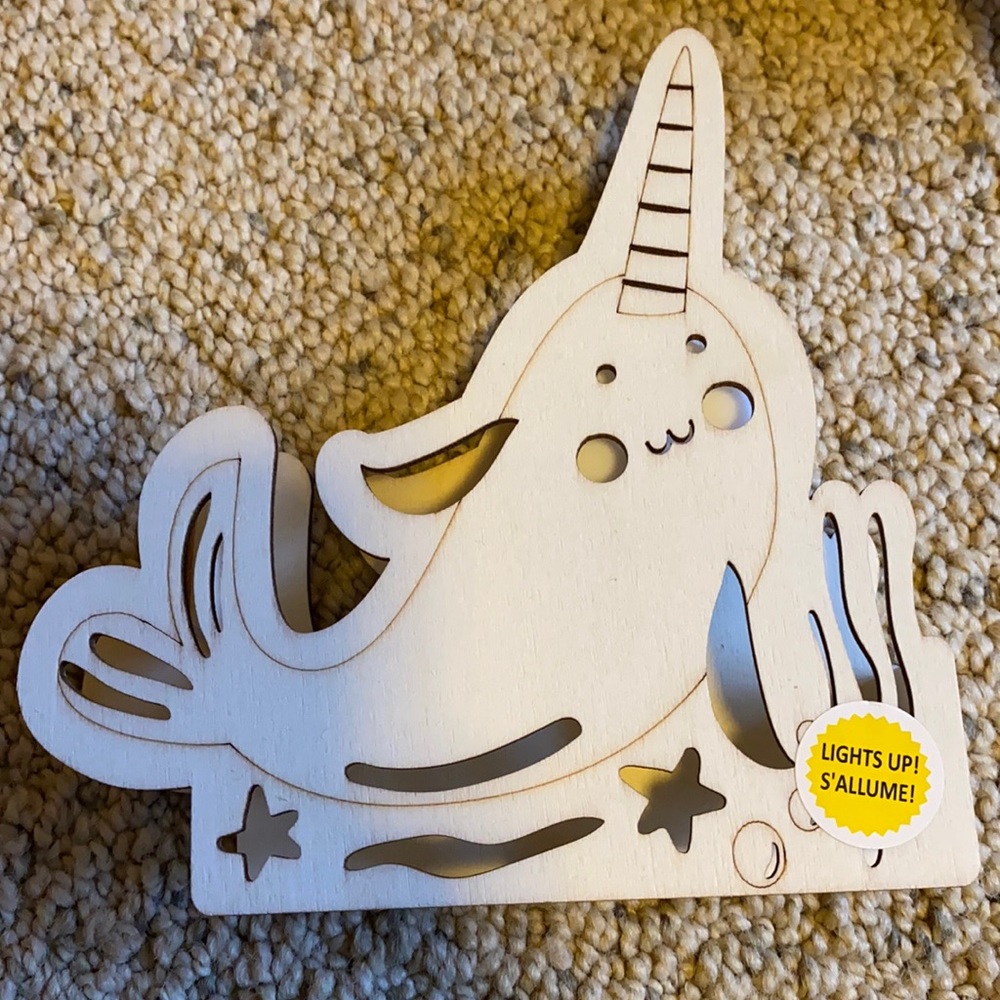 Narwhal wooden nightlight